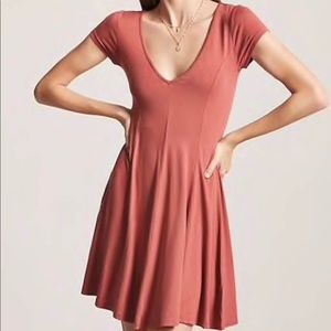 Small Forever 21 V Neck Pink Swing Dress